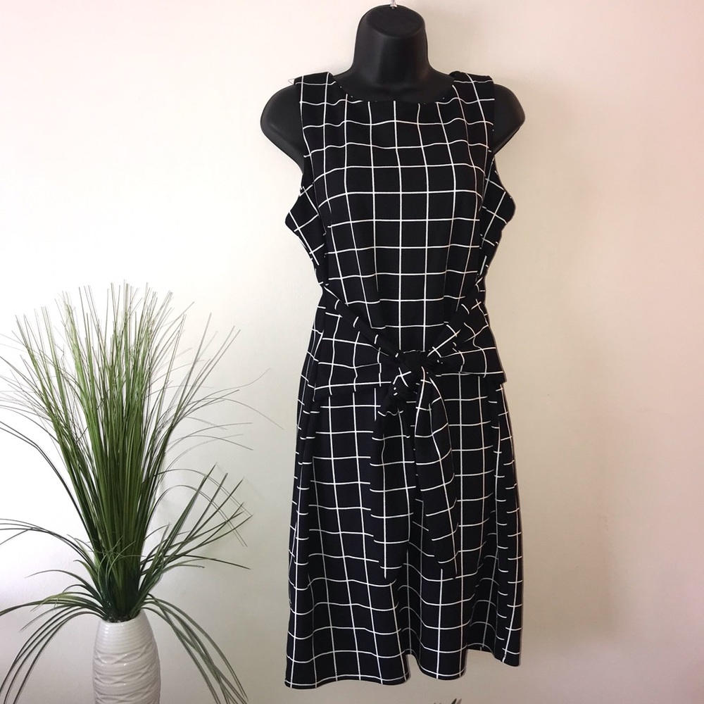 Black & White Front Tie Dress